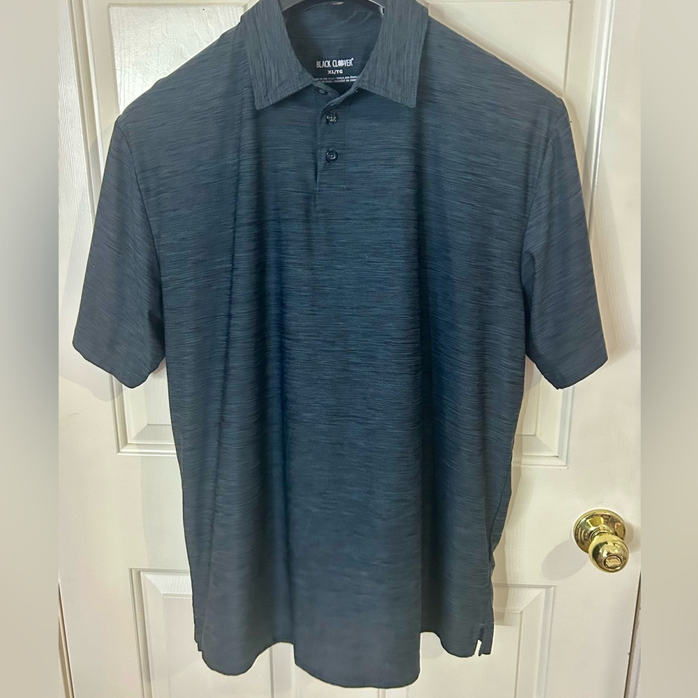 Black Clover Live Lucky Mens Short Sleeve Golf Polo Black Heathered Size XL